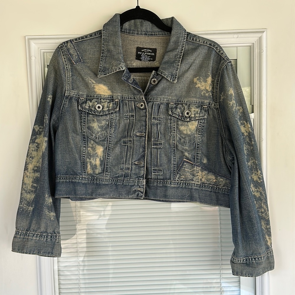Ralph Lauren Crop Distressed Denim Jacket